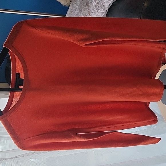 Cashmere Preswick & Moore Large Orange Crew Neck Long Sleeve Pullover Sweater - Picture 4 of 7